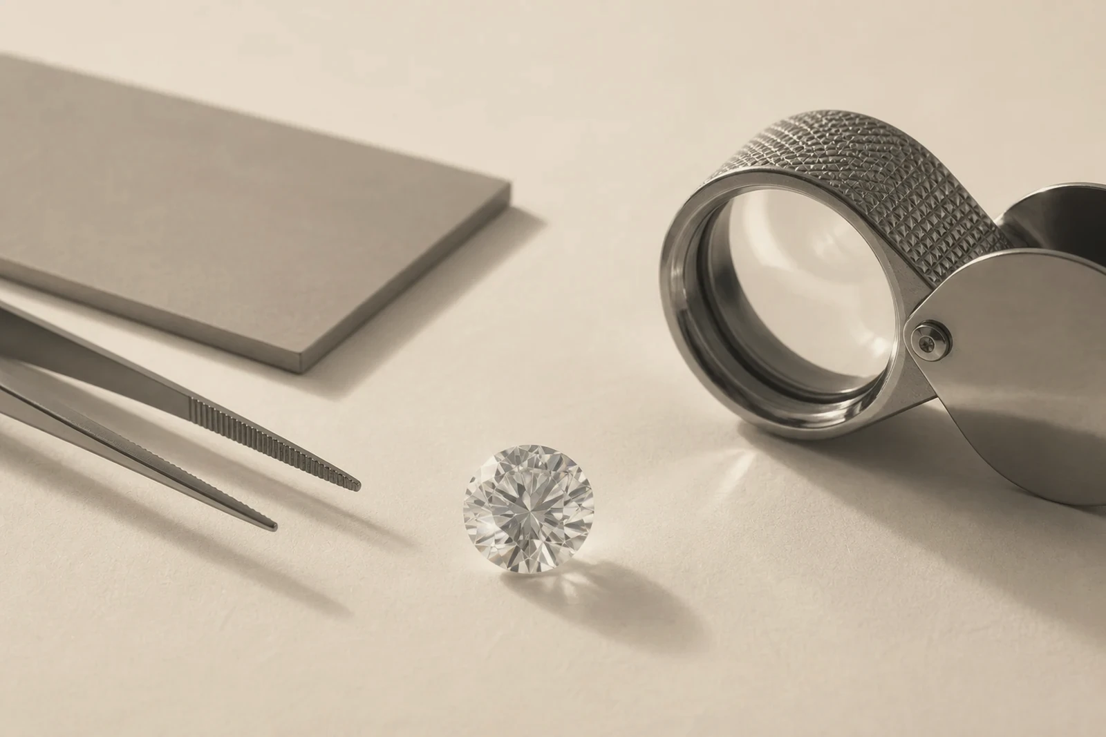 A diamond being examined during a consultation